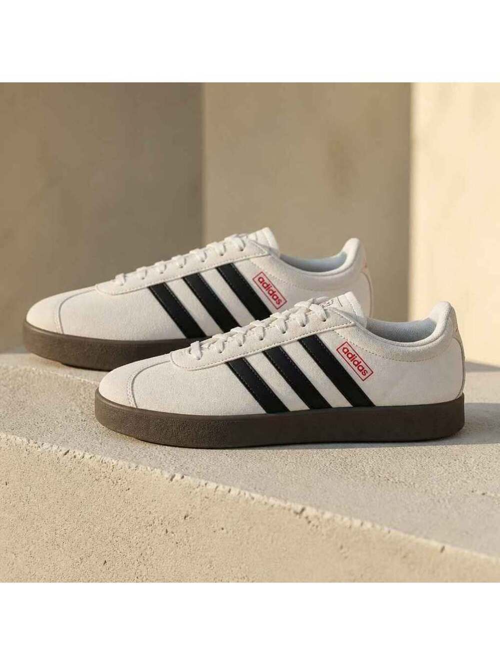 Adidas VL Court 2.0 – White/Black/Gum – Men's Size 12🔥 Brand New